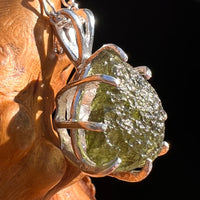 Raw Moldavite & Phenakite Pendant Sterling #7523-Moldavite Life