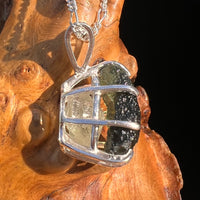 Raw Moldavite & Phenakite Pendant Sterling #7523-Moldavite Life