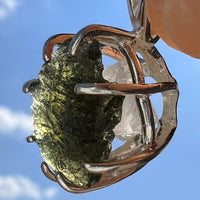 Raw Moldavite & Phenakite Pendant Sterling #7525-Moldavite Life