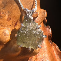 Raw Moldavite & Phenakite Pendant Sterling #7647-Moldavite Life