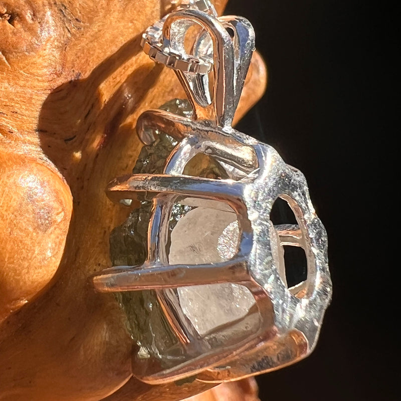 Raw Moldavite & Phenakite Pendant Sterling #7647-Moldavite Life