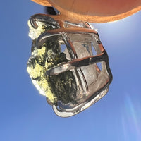 Raw Moldavite & Phenakite Pendant Sterling #7647-Moldavite Life