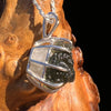 Raw Moldavite & Phenakite Pendant Sterling #7648-Moldavite Life