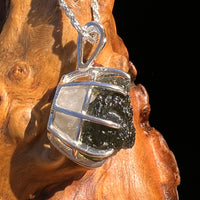 Raw Moldavite & Phenakite Pendant Sterling #7648-Moldavite Life