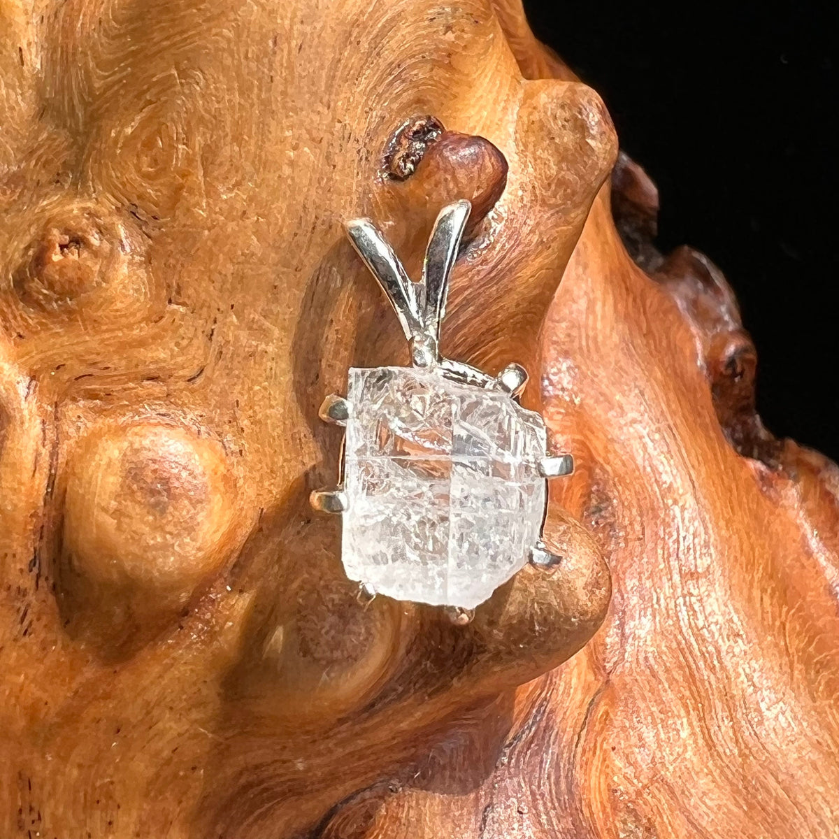 Raw Phenacite Crystal Pendant Sterling #2669-Moldavite Life