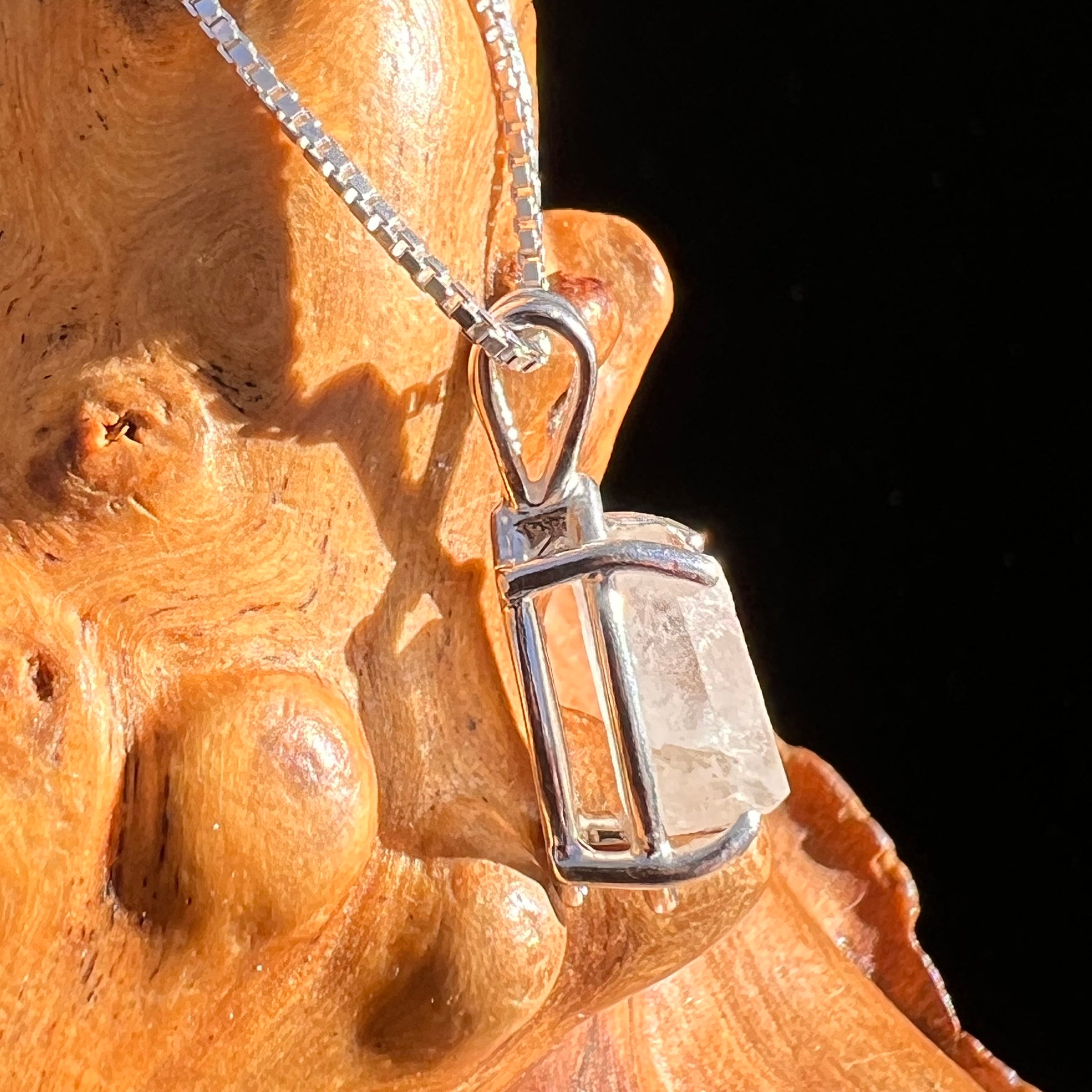 Raw Phenakite Crystal Pendant Sterling #6872-Moldavite Life