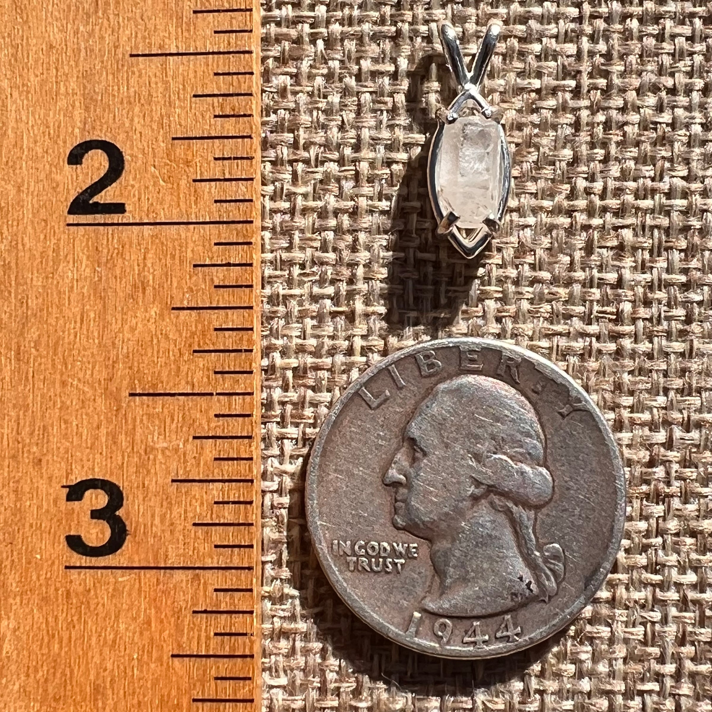 Raw Phenakite Crystal Pendant Sterling #6872-Moldavite Life