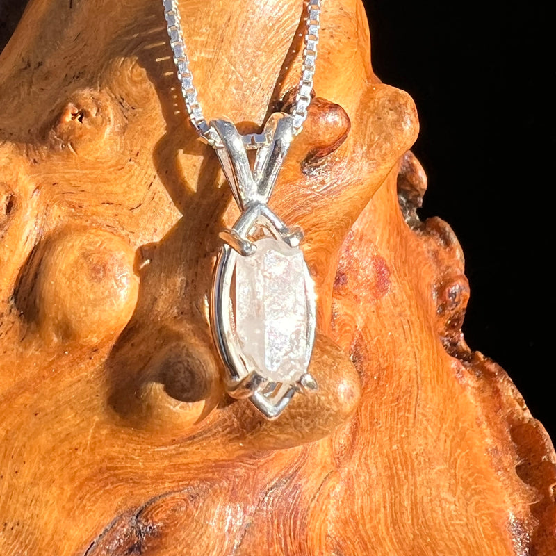 Raw Phenakite Crystal Pendant Sterling #6872-Moldavite Life