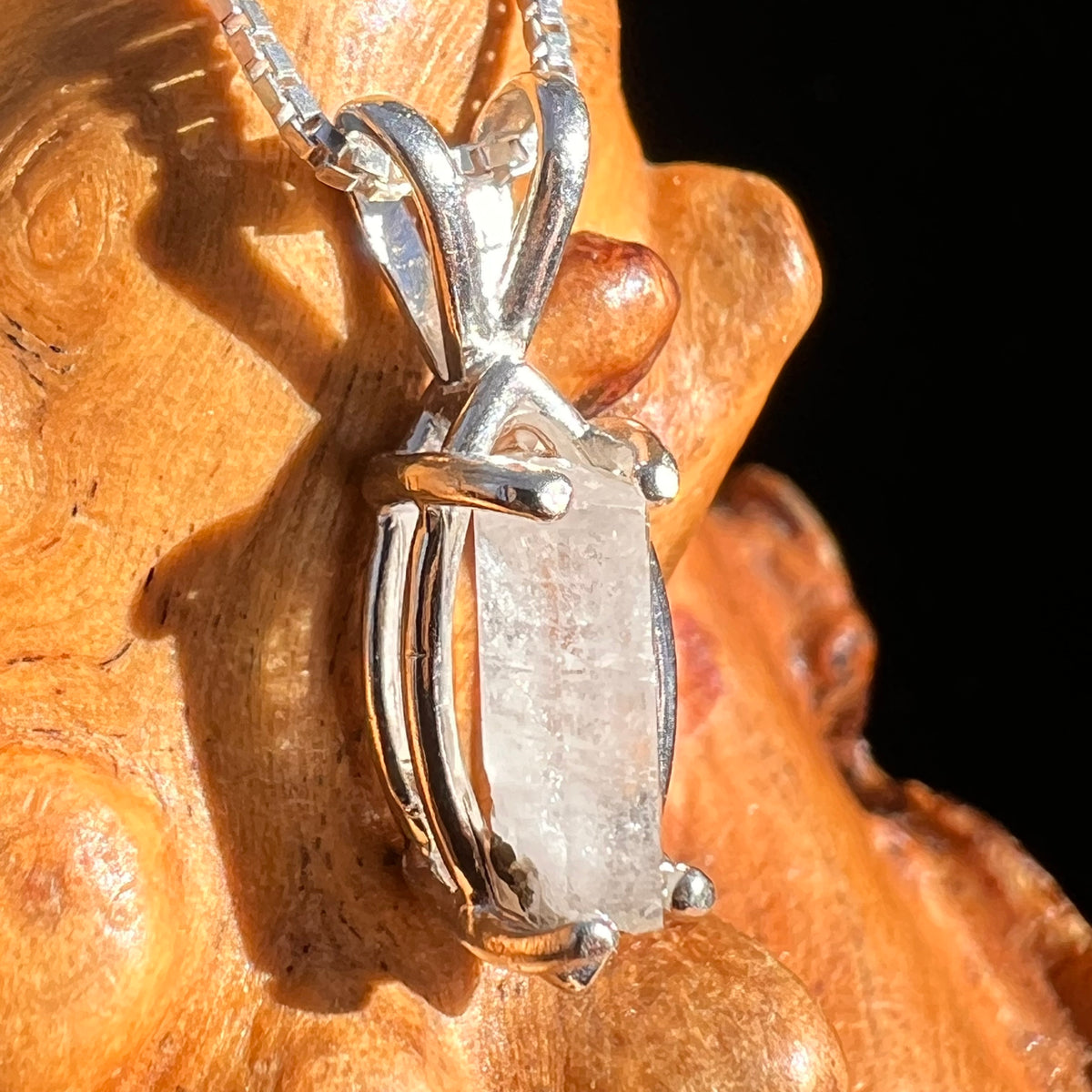 Raw Phenakite Crystal Pendant Sterling #6873-Moldavite Life