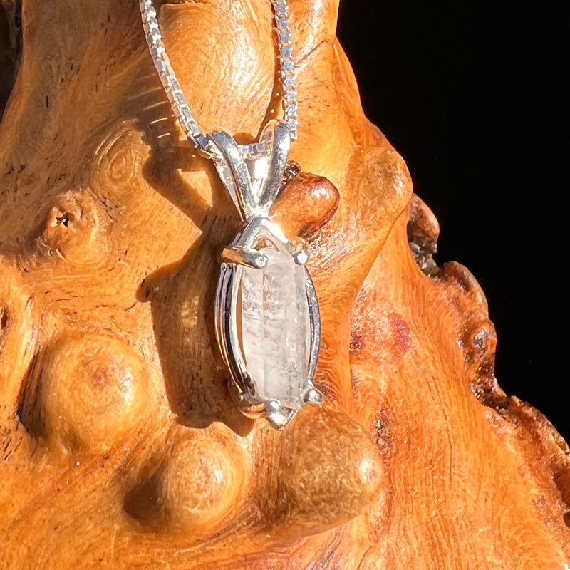 Raw Phenakite Crystal Pendant Sterling #6873-Moldavite Life