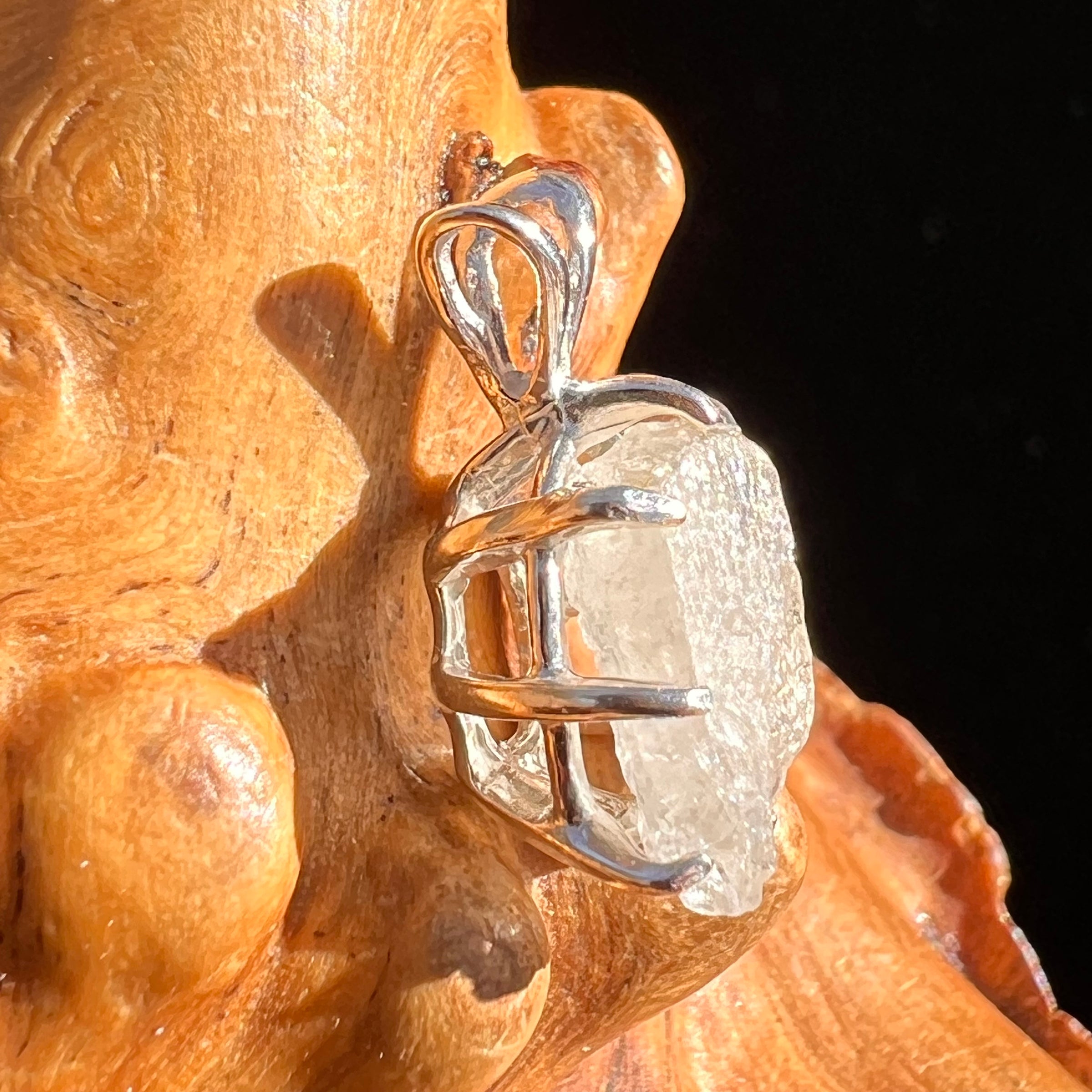 Raw Phenakite Crystal Pendant Sterling #6875-Moldavite Life