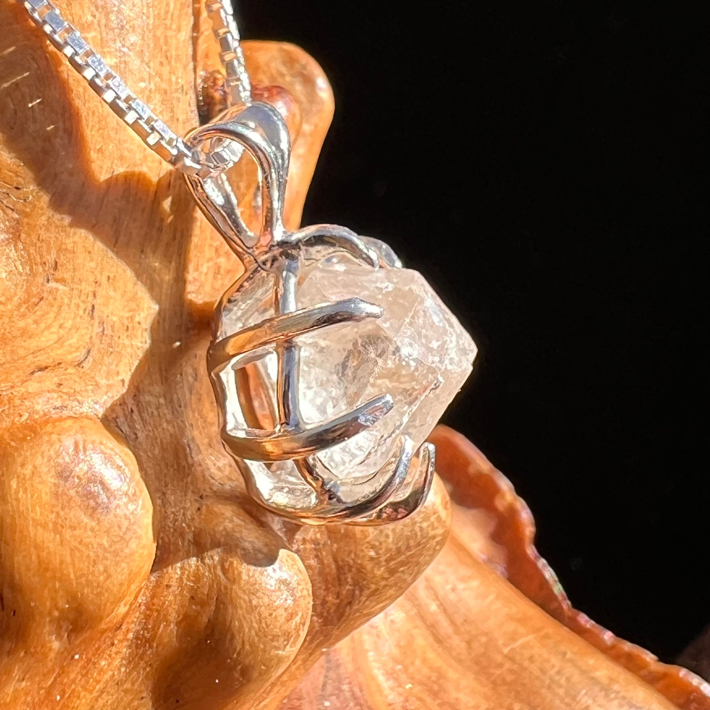 Raw Phenakite Crystal Pendant Sterling #6882-Moldavite Life