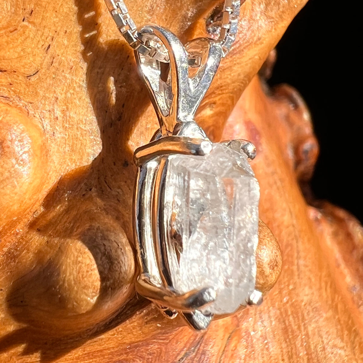 Raw Phenakite Pendant Sterling #6869-Moldavite Life