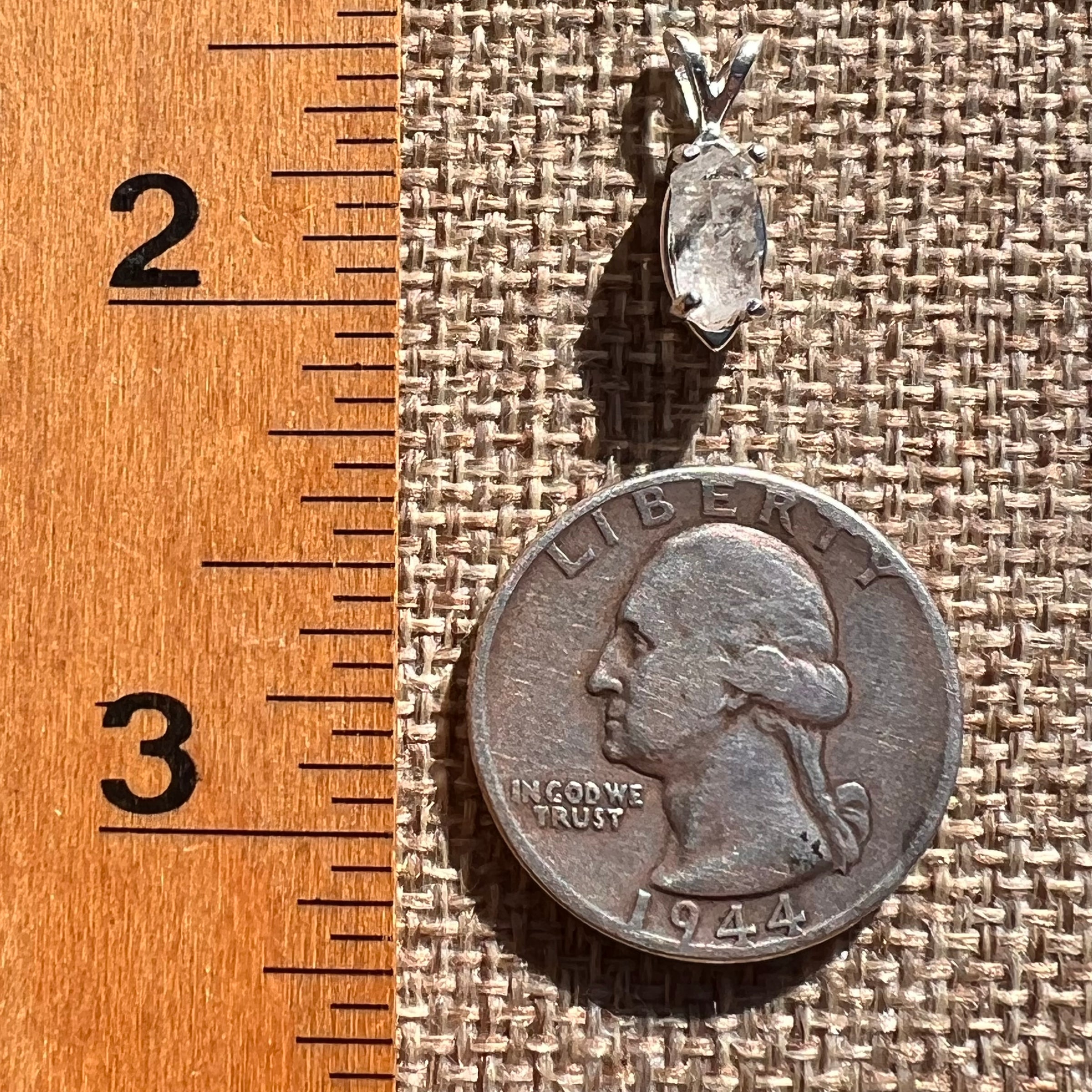 Raw Phenakite Pendant Sterling #6869-Moldavite Life
