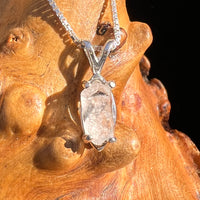 Raw Phenakite Pendant Sterling #6869-Moldavite Life