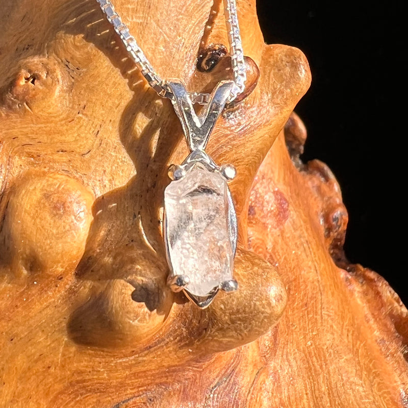 Raw Phenakite Pendant Sterling #6869-Moldavite Life