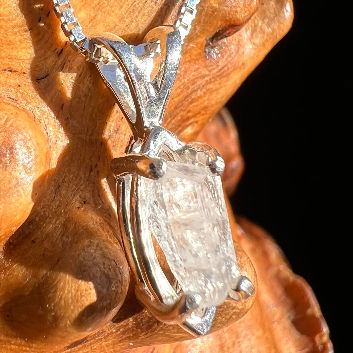 Raw Phenakite Pendant Sterling #6870-Moldavite Life