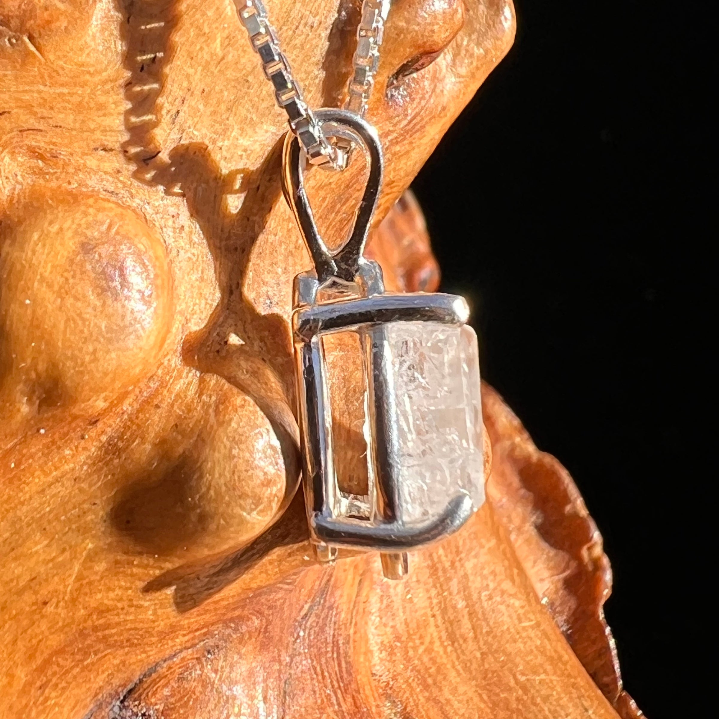 Raw Phenakite Pendant Sterling #6870-Moldavite Life