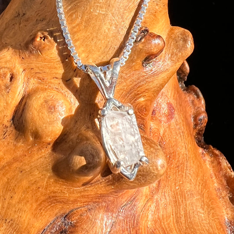 Raw Phenakite Pendant Sterling #6870-Moldavite Life