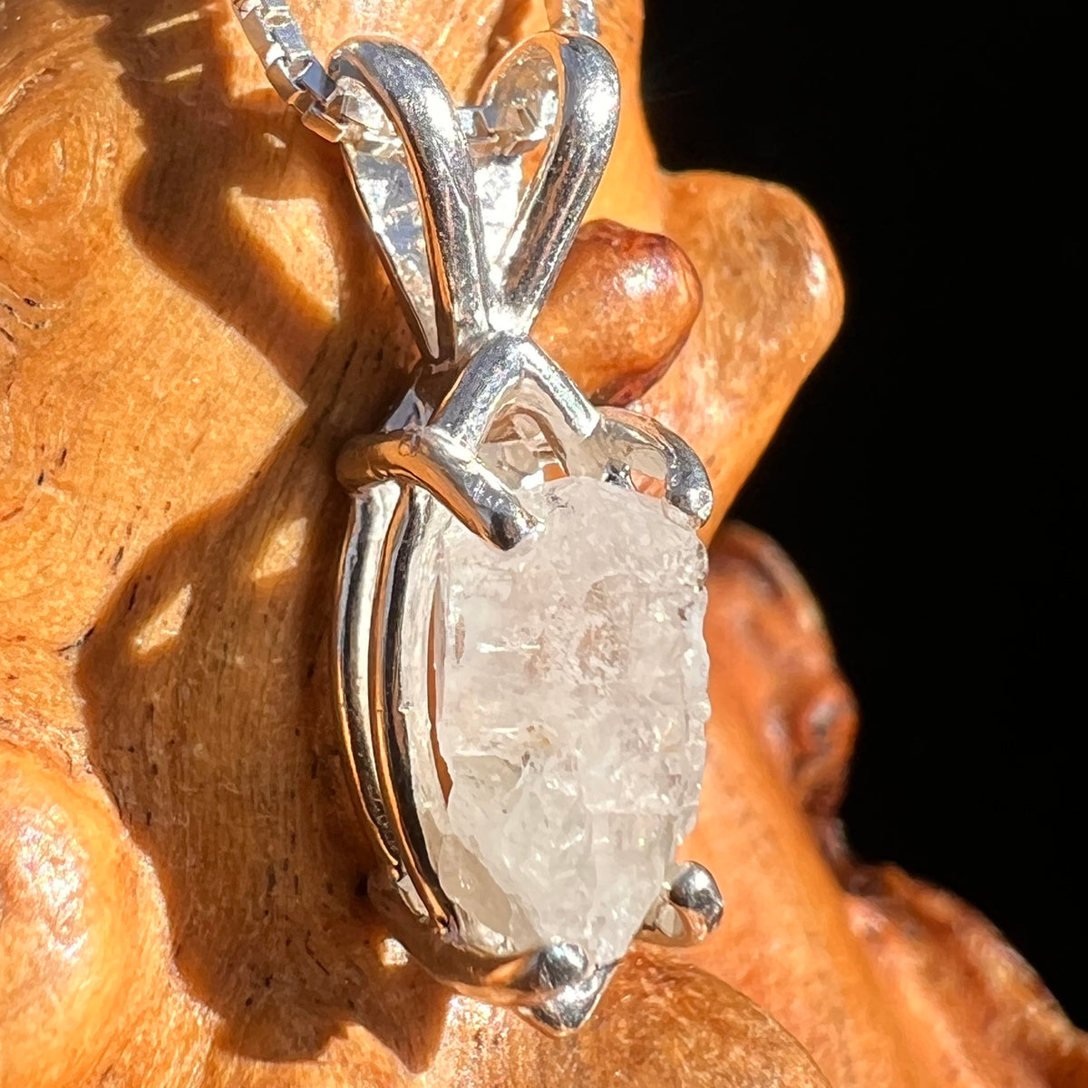 Raw Phenakite Pendant Sterling #6871-Moldavite Life
