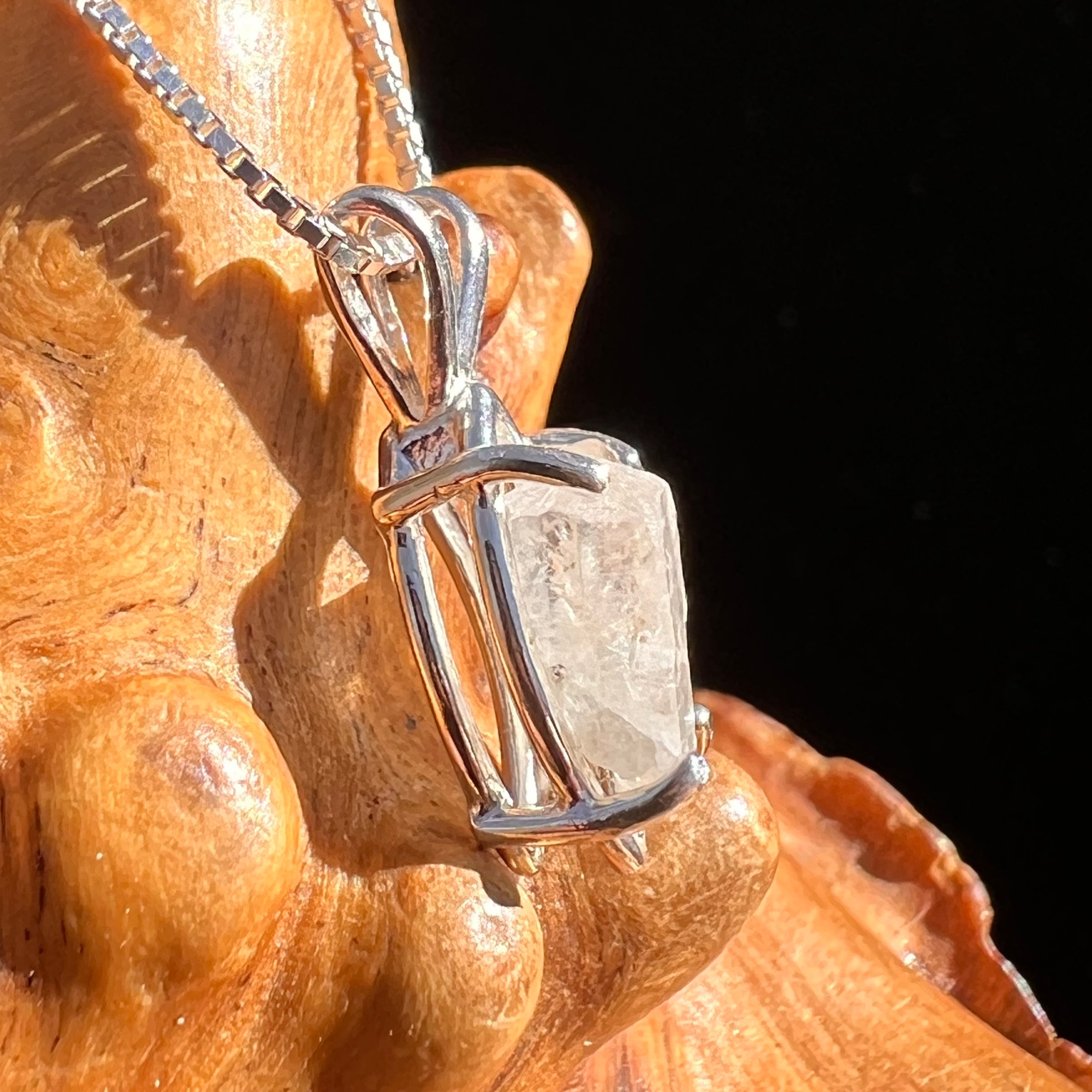 Raw Phenakite Pendant Sterling #6871-Moldavite Life