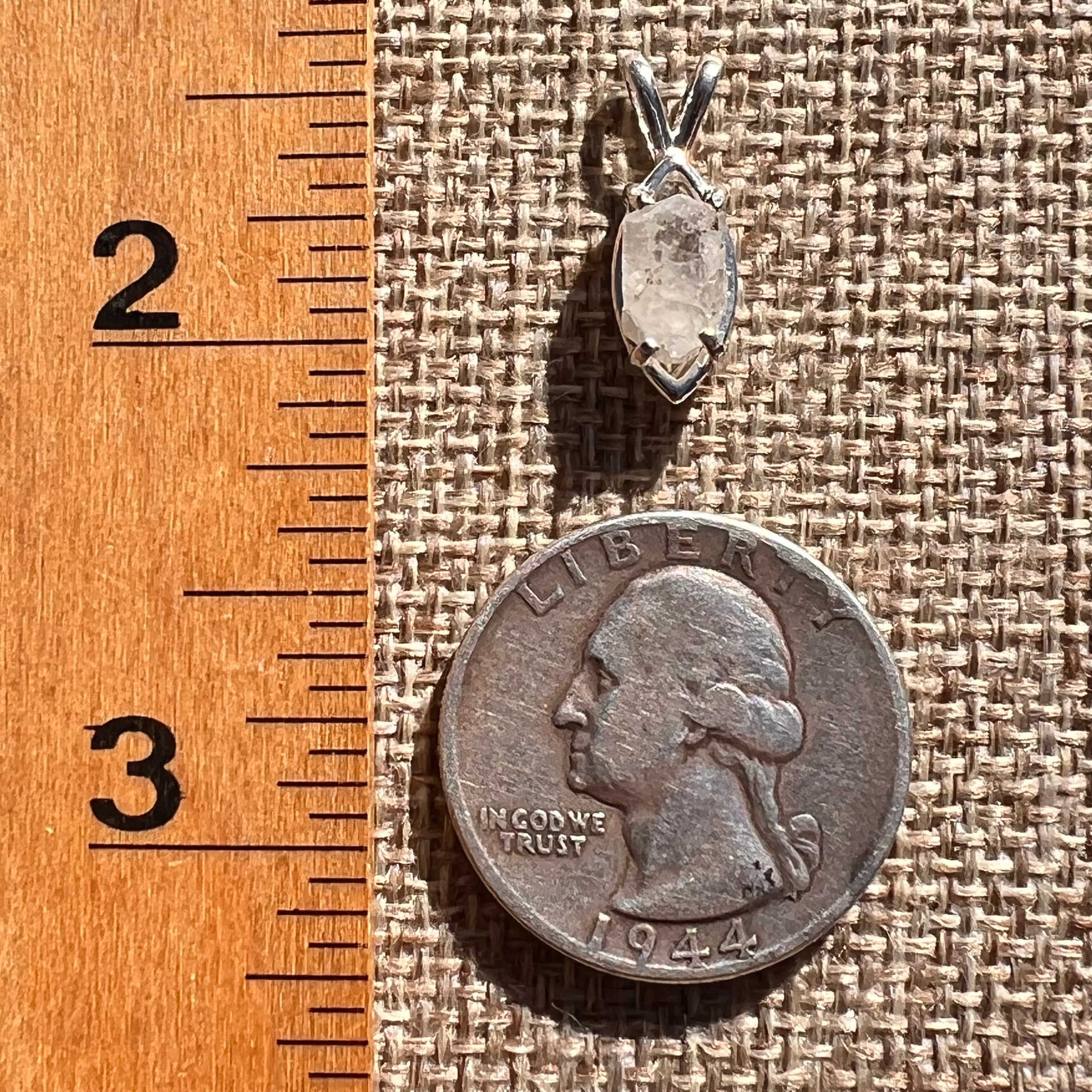 Raw Phenakite Pendant Sterling #6871-Moldavite Life