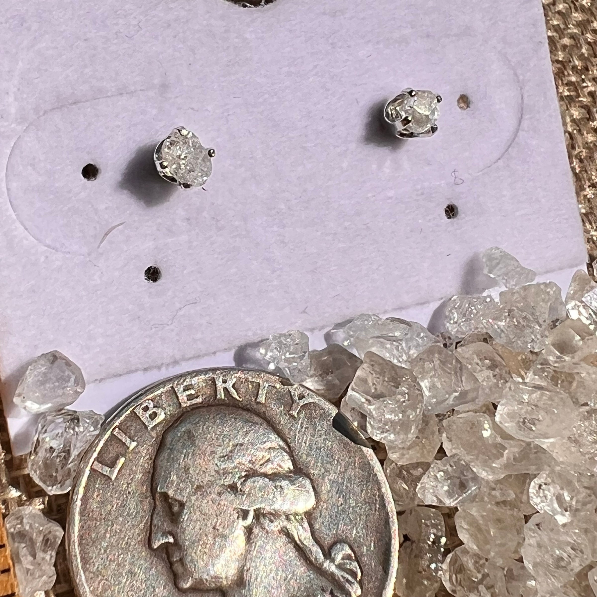 Raw Phenakite Stud Earrings Sterling Silver #8584-Moldavite Life