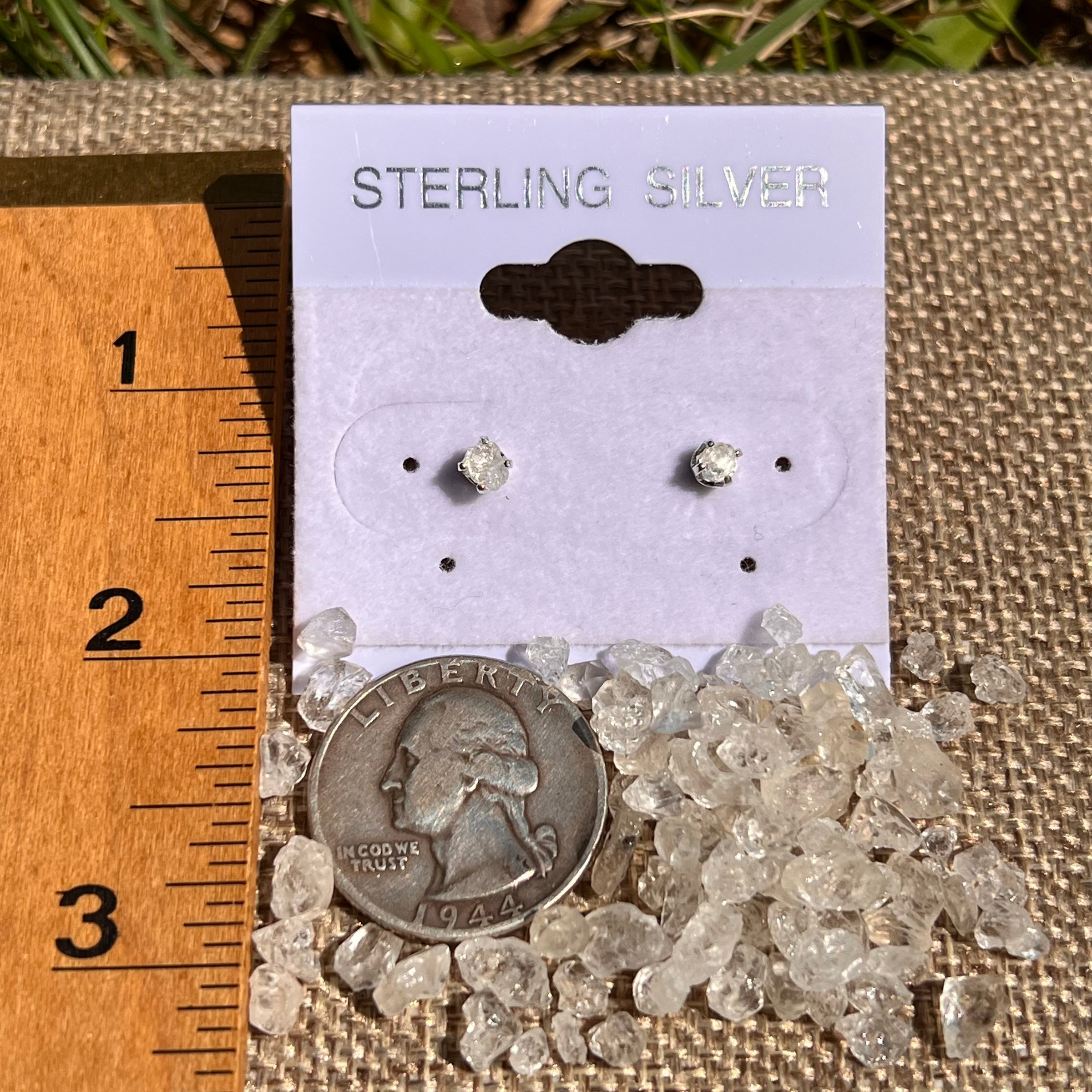 Raw Phenakite Stud Earrings Sterling Silver #8584-Moldavite Life