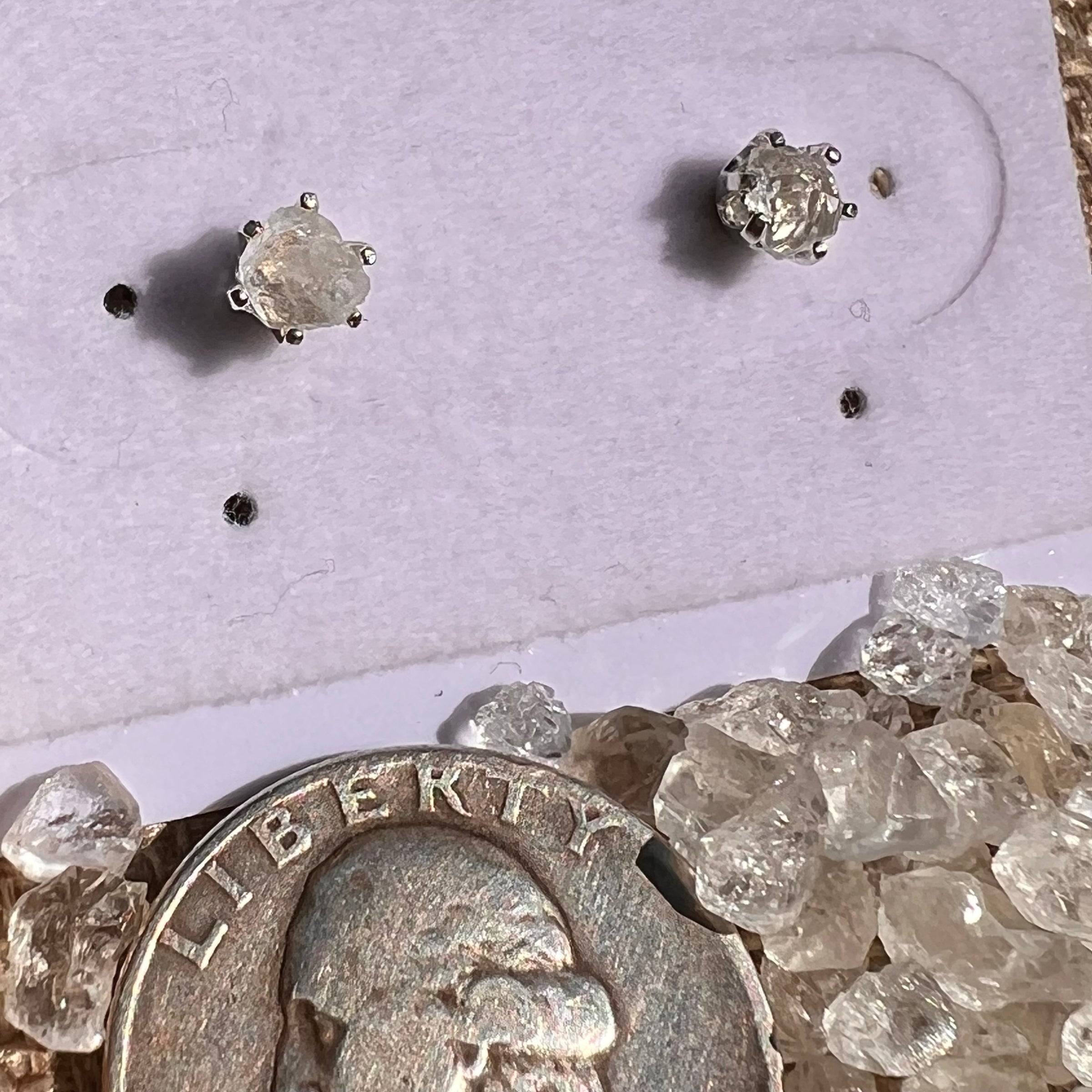 Raw Phenakite Stud Earrings Sterling Silver #8586-Moldavite Life