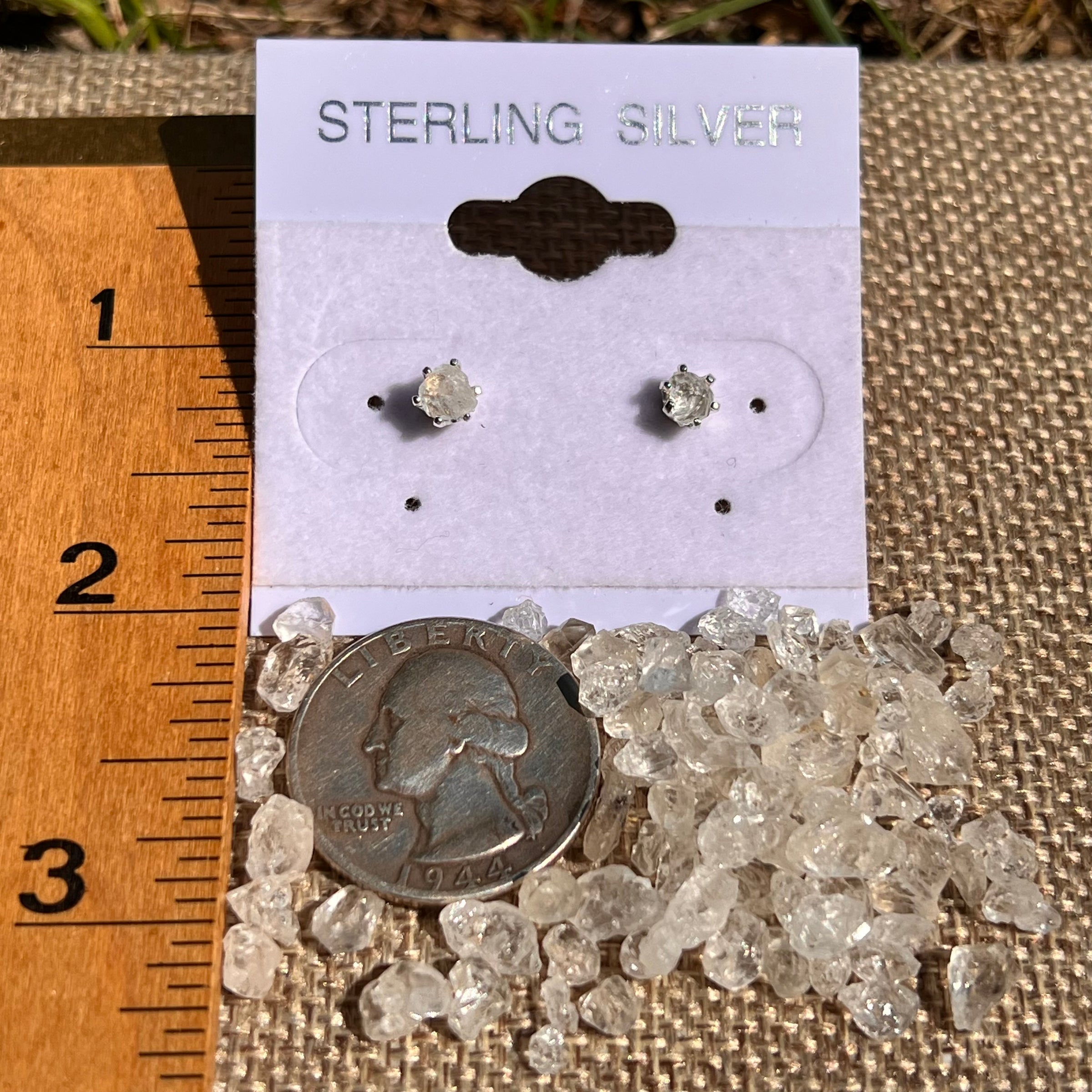 Raw Phenakite Stud Earrings Sterling Silver #8586-Moldavite Life