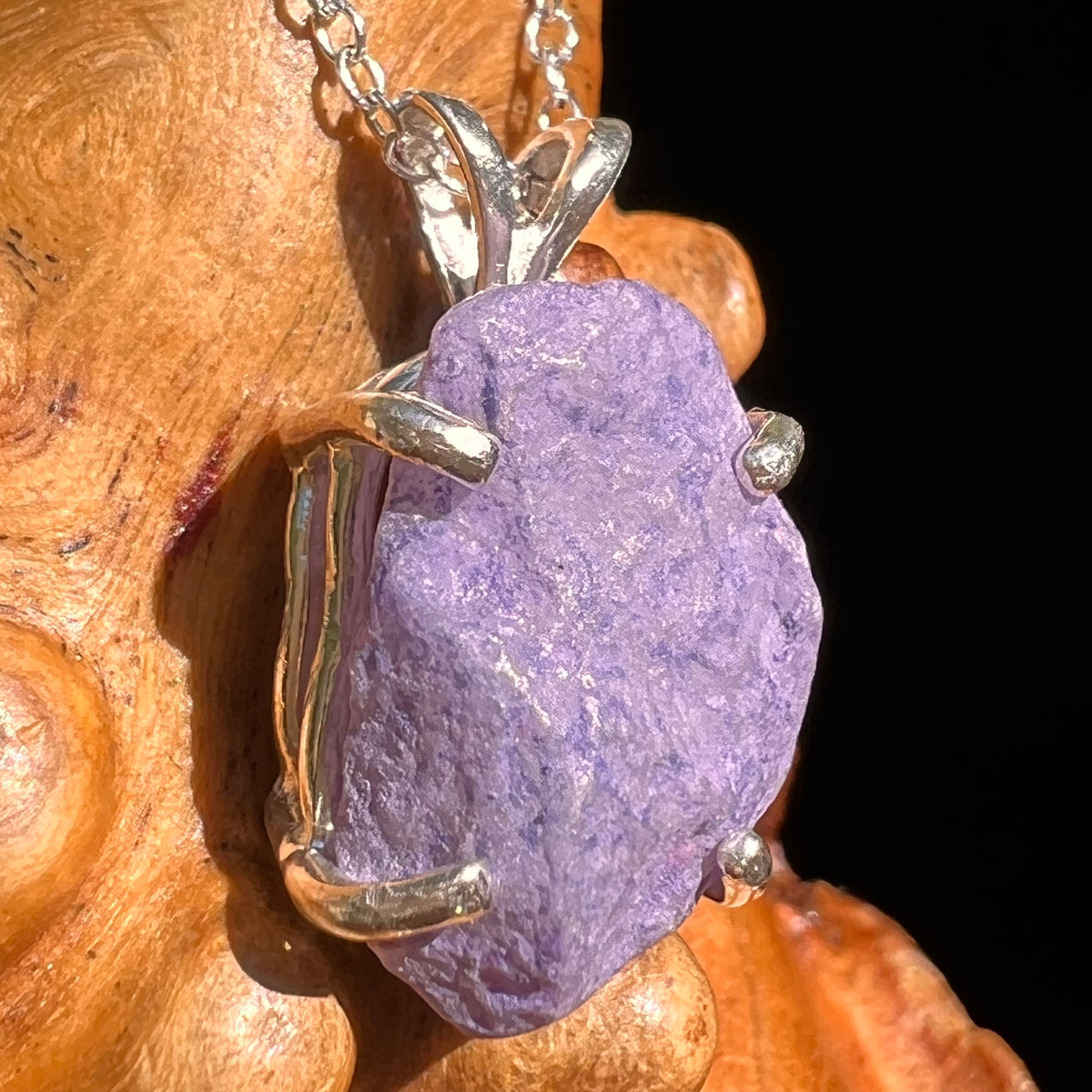 Raw Purpurite Pendant Sterling SIlver #8419-Moldavite Life