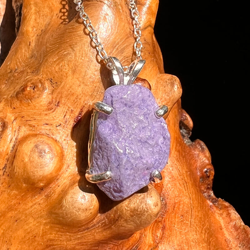 Raw Purpurite Pendant Sterling SIlver #8419-Moldavite Life