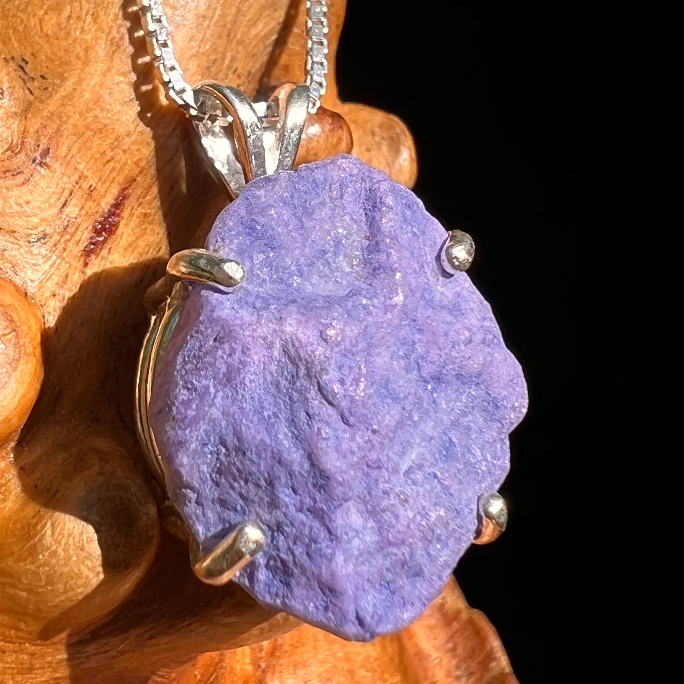 Raw Purpurite Pendant Sterling SIlver #8420-Moldavite Life