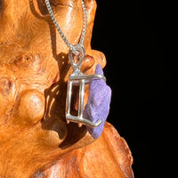 Raw Purpurite Pendant Sterling SIlver #8420-Moldavite Life