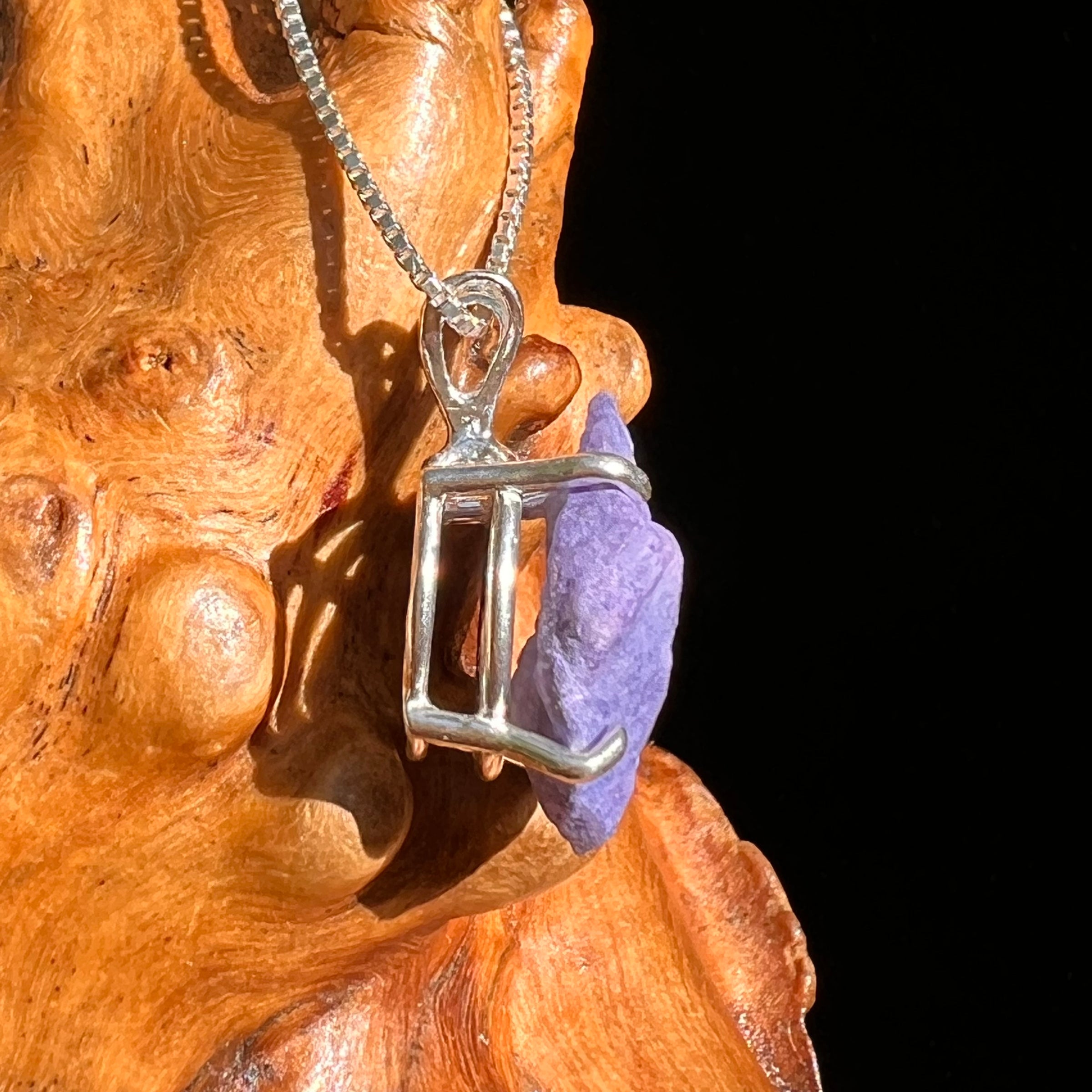 Raw Purpurite Pendant Sterling SIlver #8420-Moldavite Life
