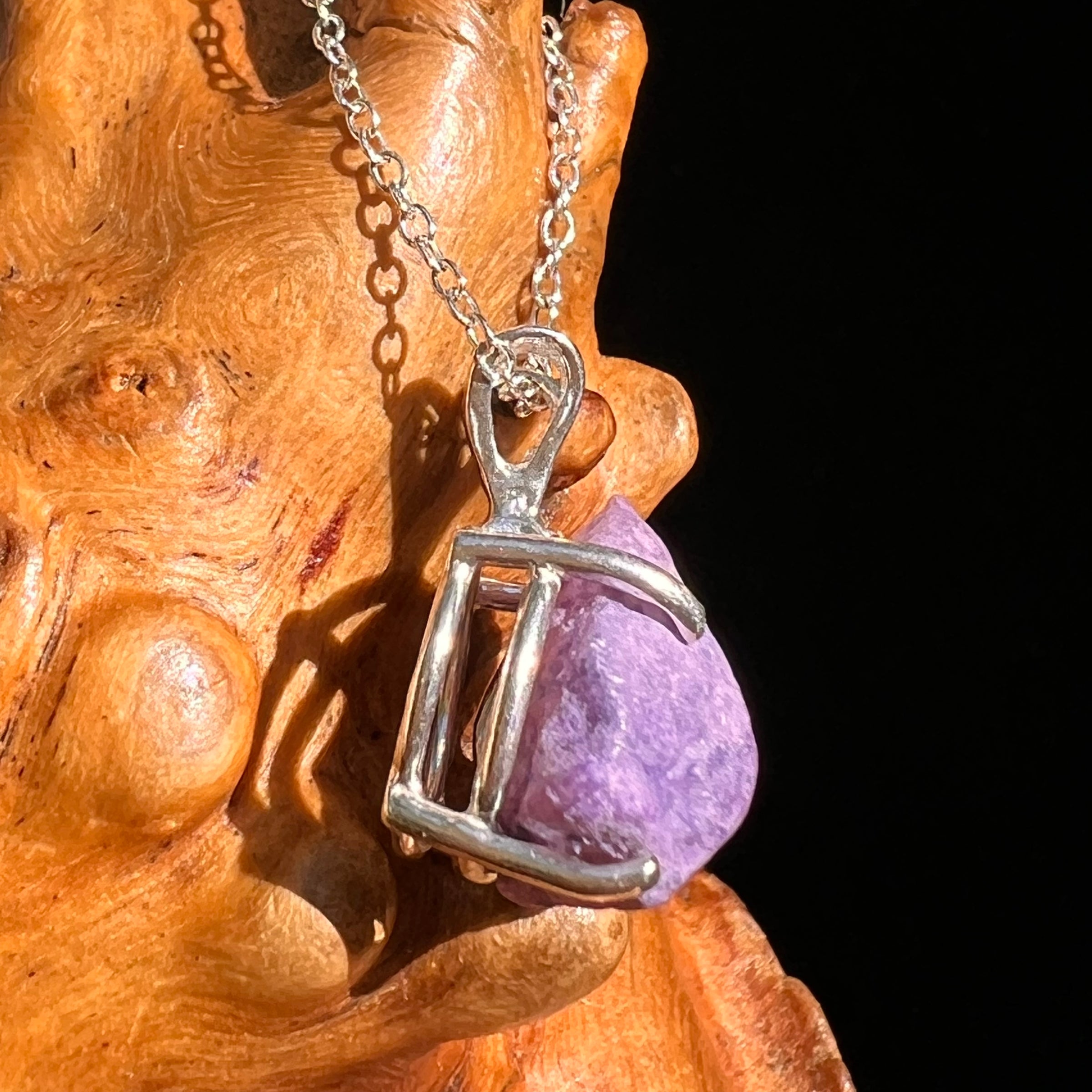 Raw Purpurite Pendant Sterling SIlver #8421-Moldavite Life