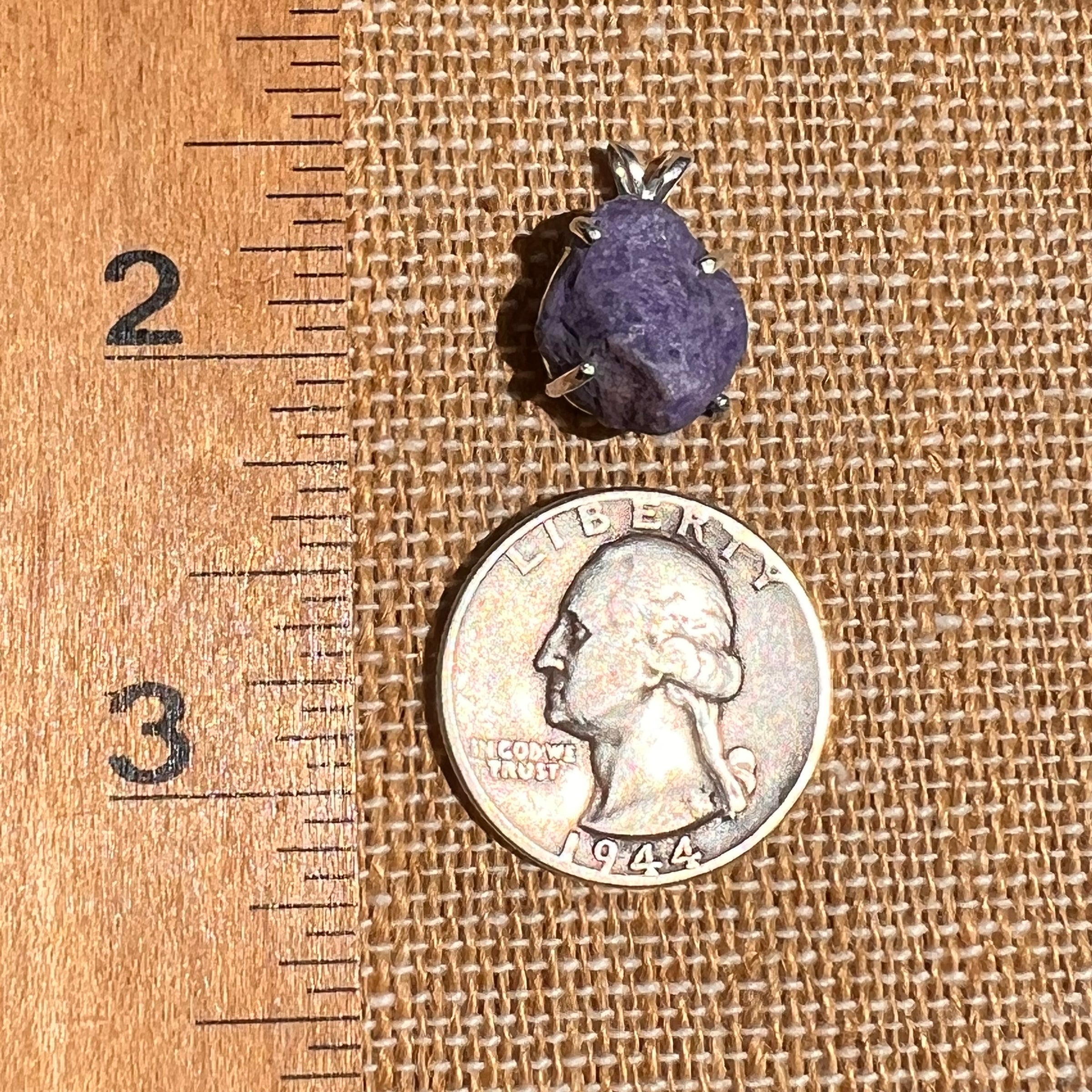Raw Purpurite Pendant Sterling SIlver #8422-Moldavite Life
