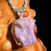 Raw Purpurite Pendant Sterling SIlver #8423-Moldavite Life