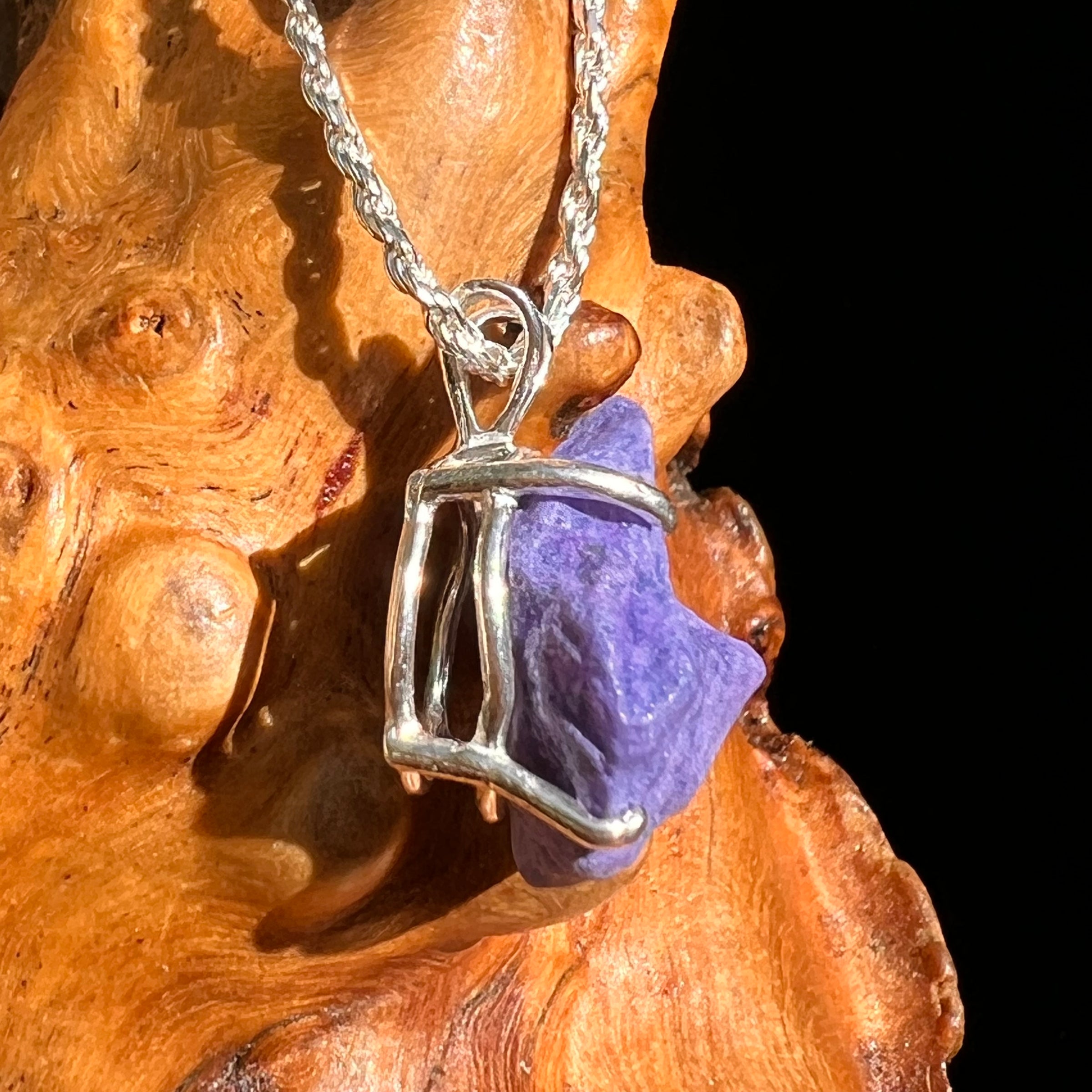 Raw Purpurite Pendant Sterling SIlver #8424-Moldavite Life