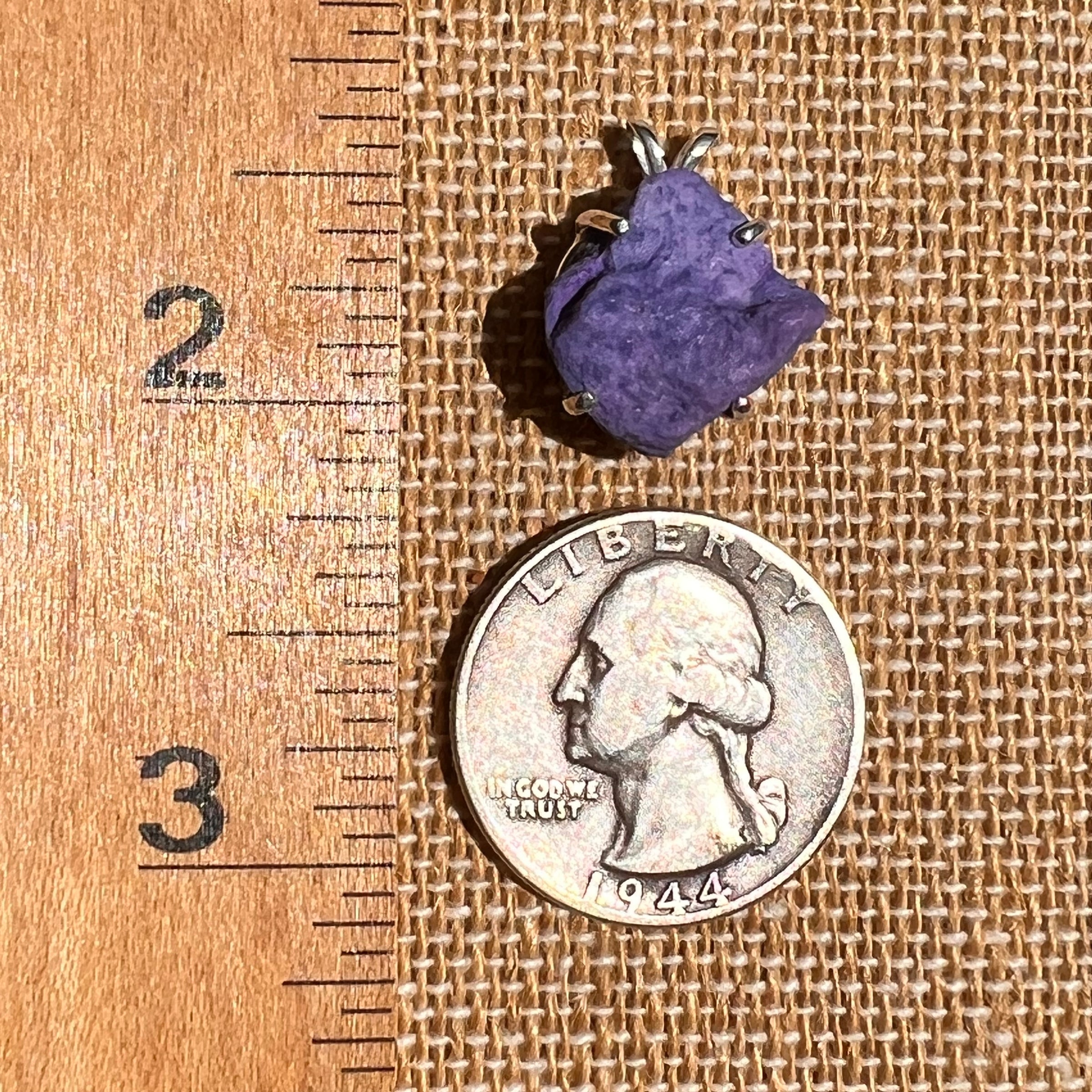 Raw Purpurite Pendant Sterling SIlver #8424-Moldavite Life