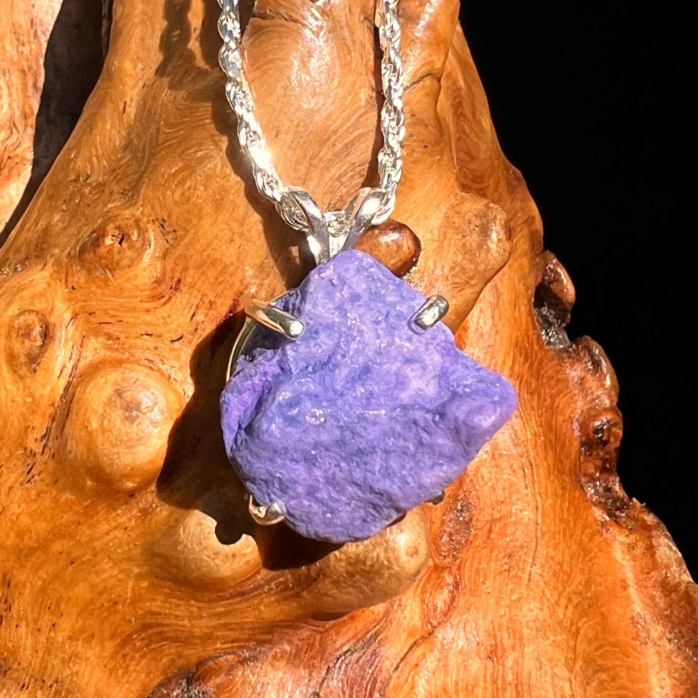 Raw Purpurite Pendant Sterling SIlver #8424-Moldavite Life