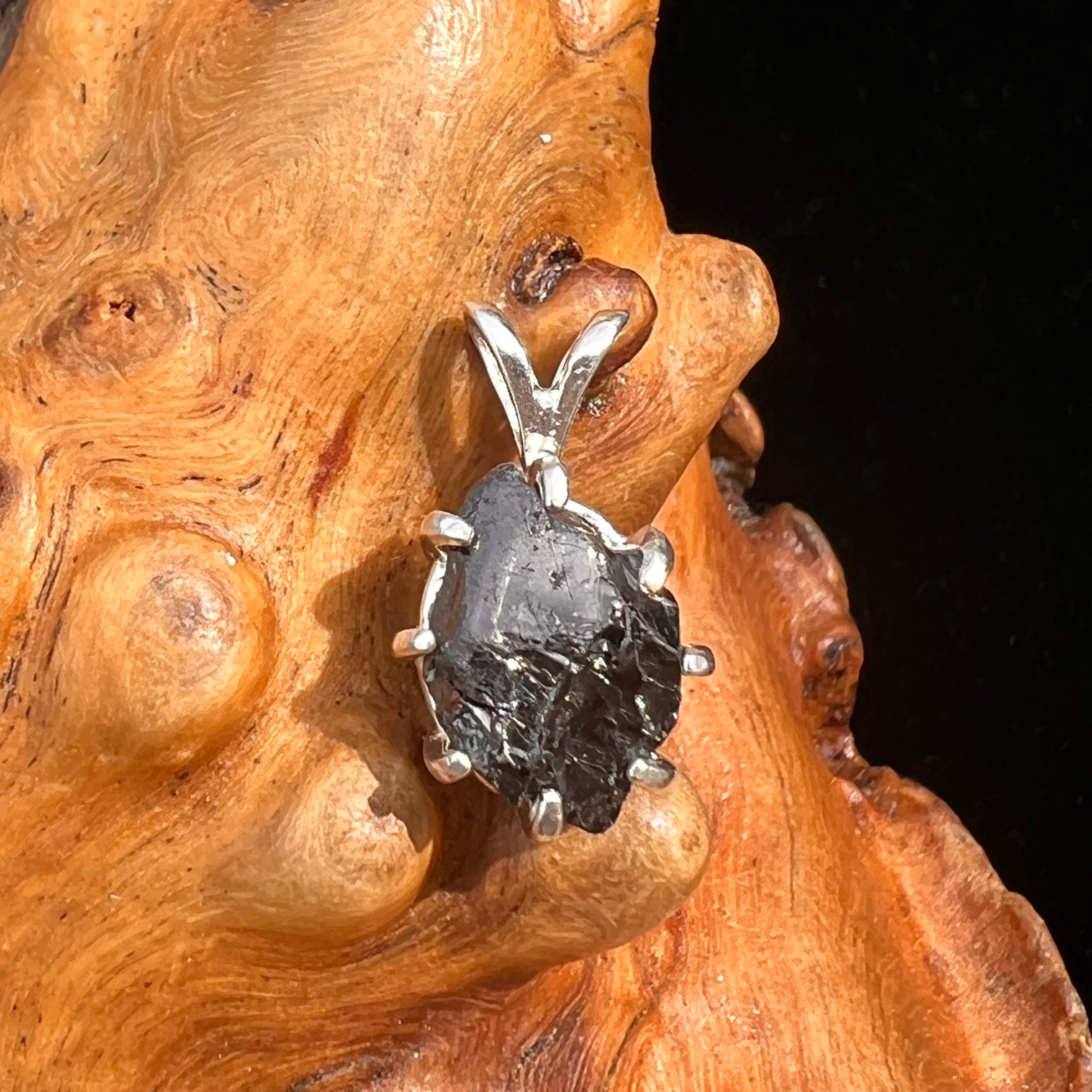 Raw Shungite Pendant Silver Elite Noble #7157-Moldavite Life