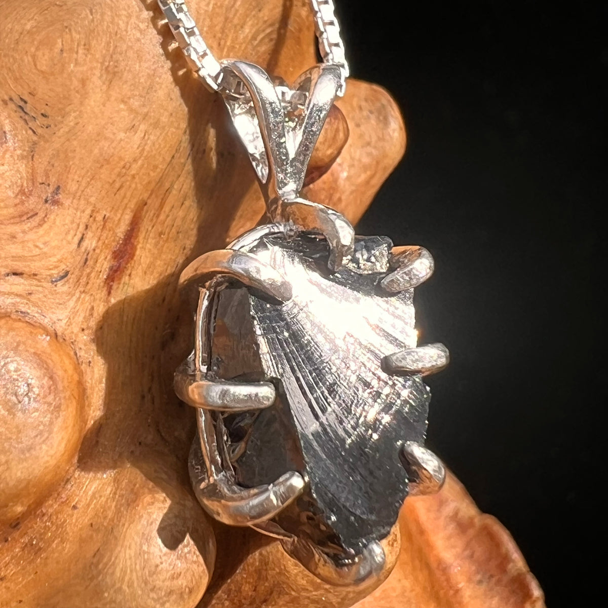 Raw Shungite Pendant Silver Elite Noble #7163-Moldavite Life