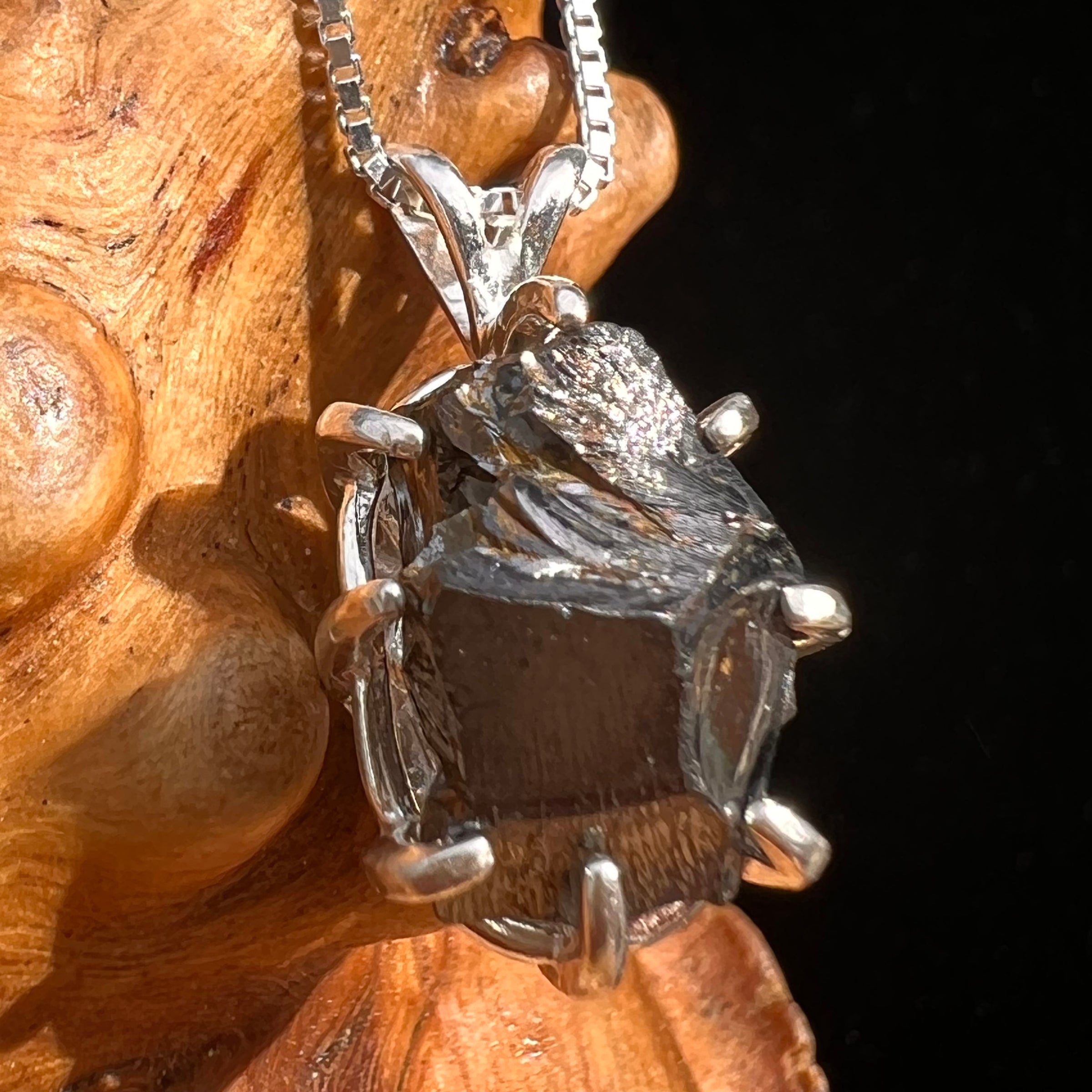 Raw Shungite Pendant Silver Elite Noble #7169-Moldavite Life