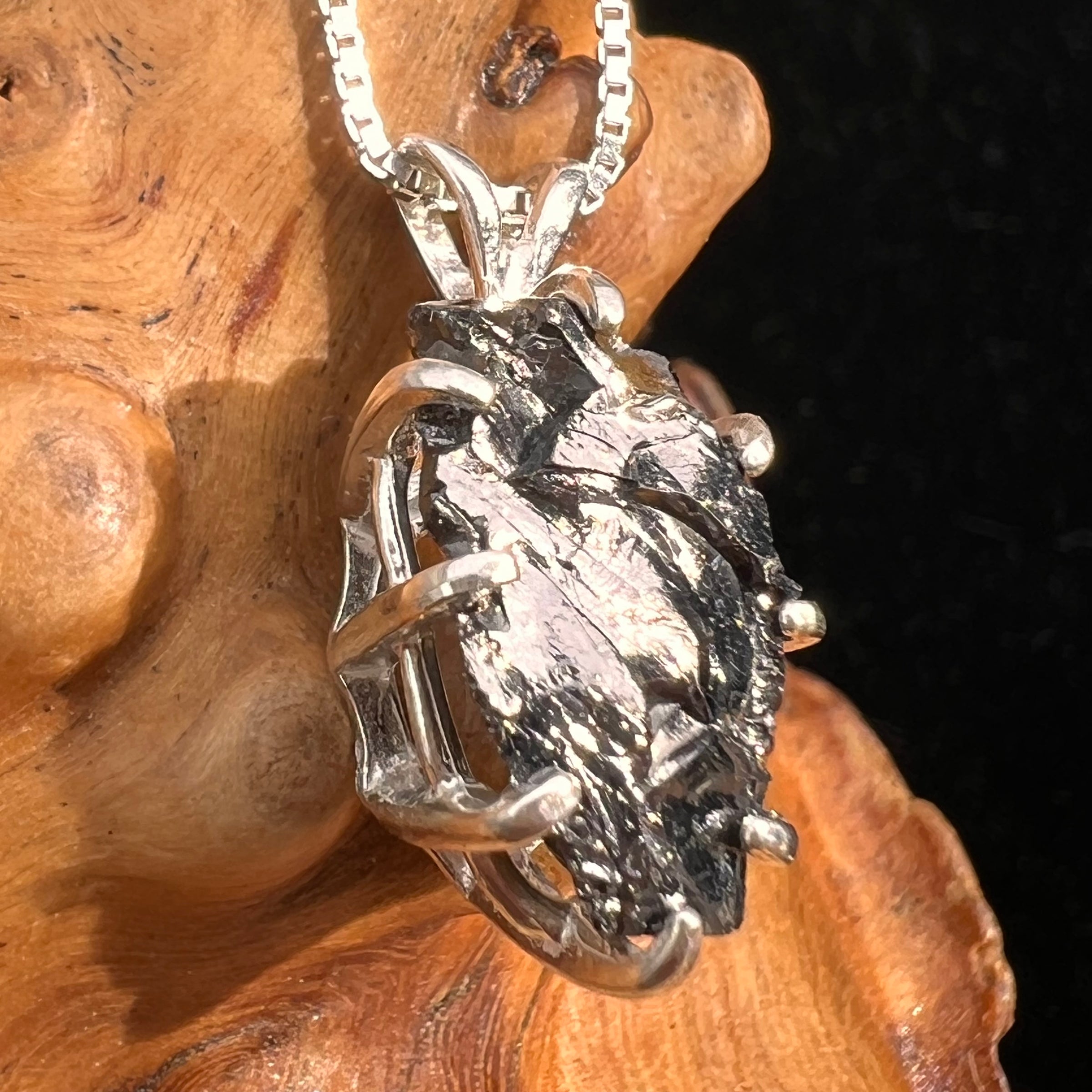 Raw Shungite Pendant Silver Elite Noble #7174-Moldavite Life