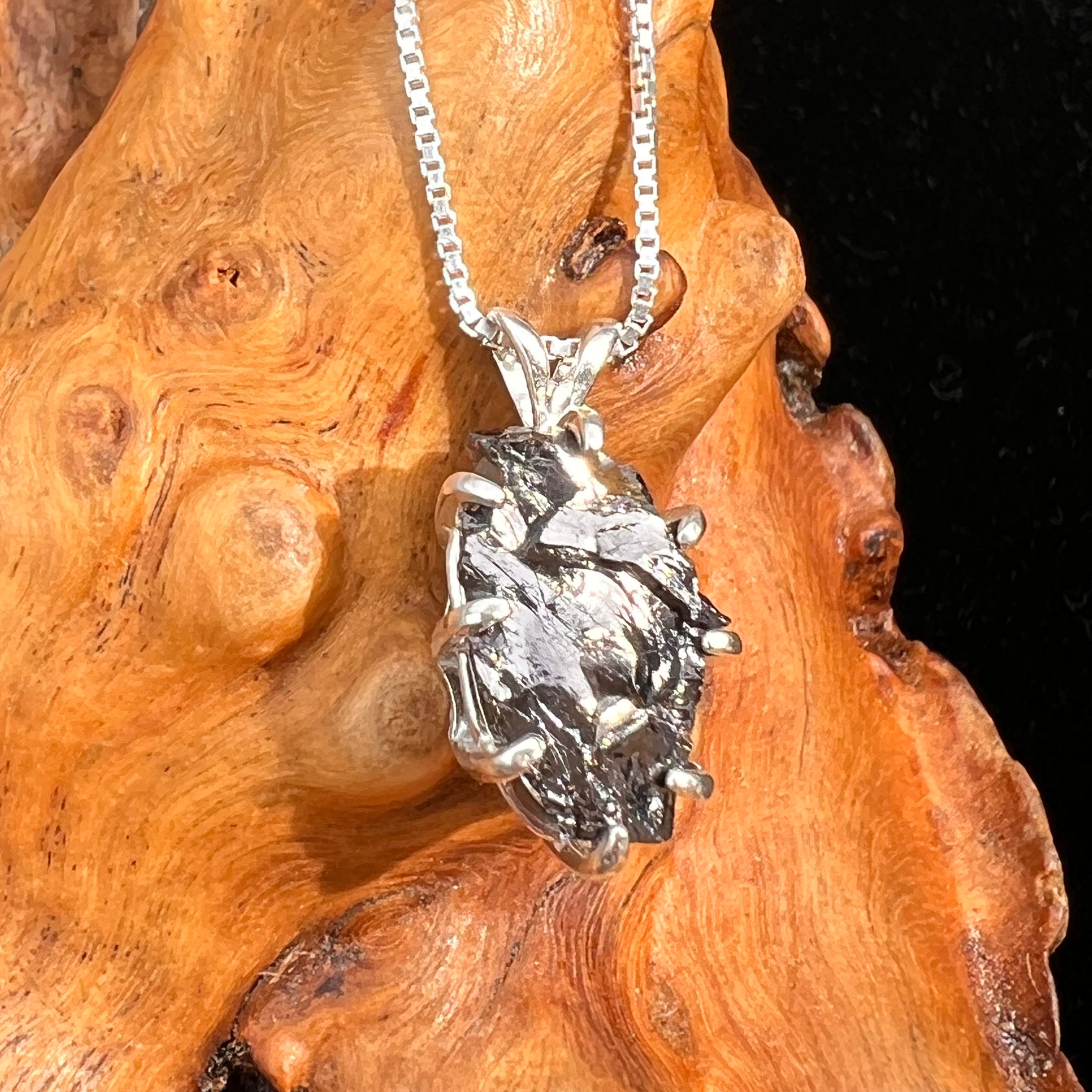 Raw Shungite Pendant Silver Elite Noble #7174-Moldavite Life