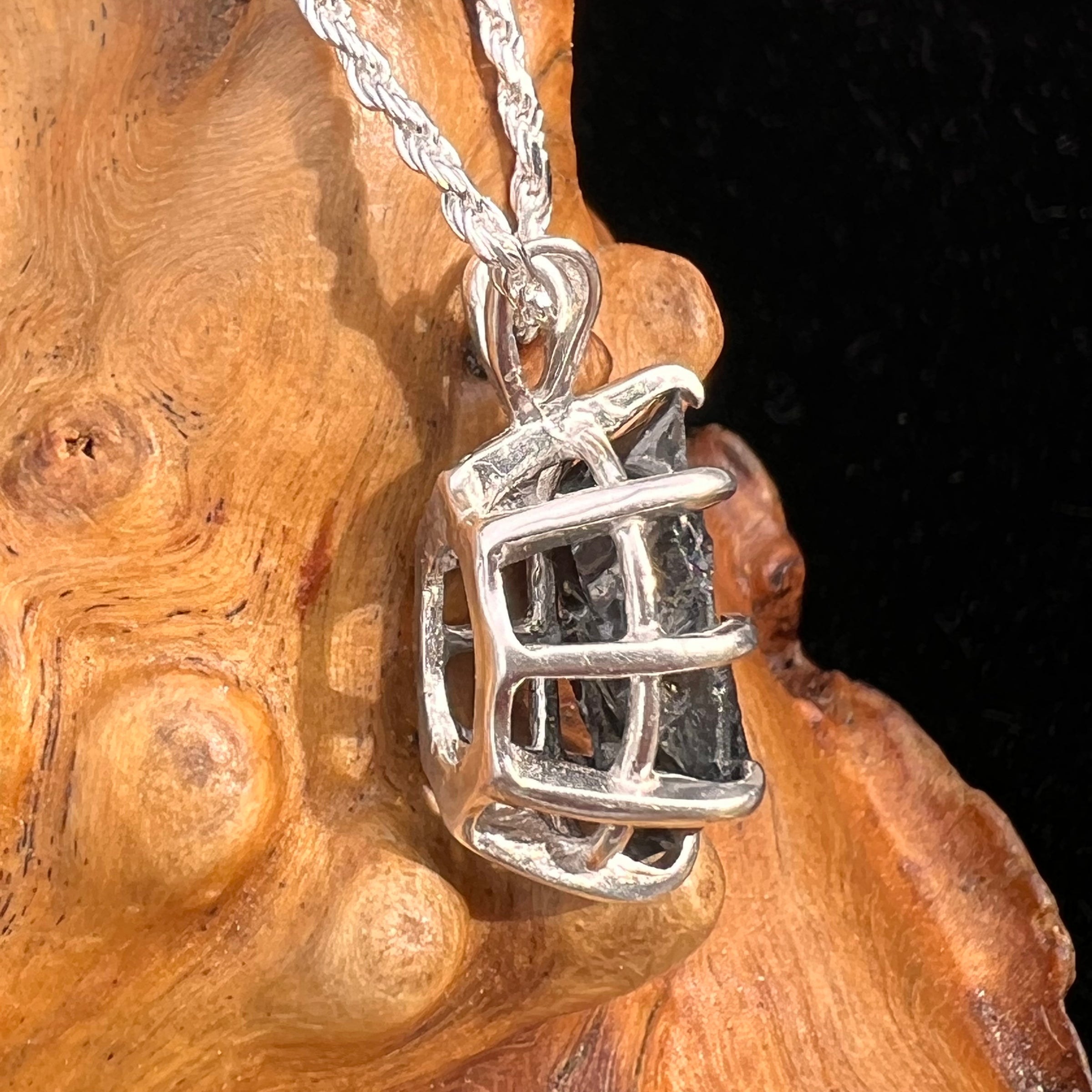 Raw Shungite Pendant Silver Elite Noble #7176-Moldavite Life