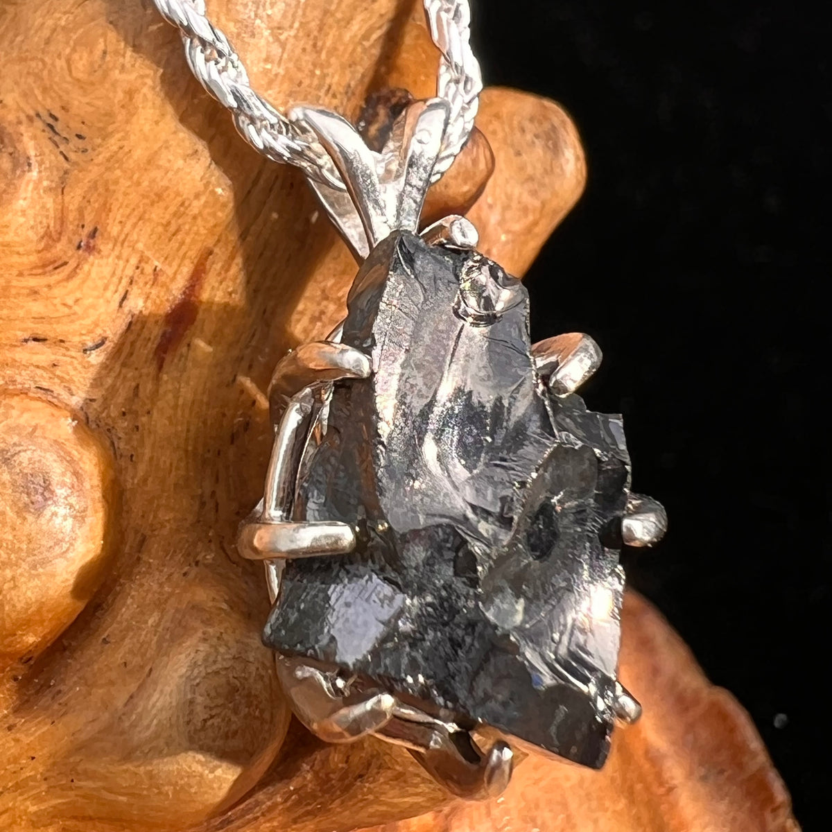 Raw Shungite Pendant Silver Elite Noble #7178-Moldavite Life