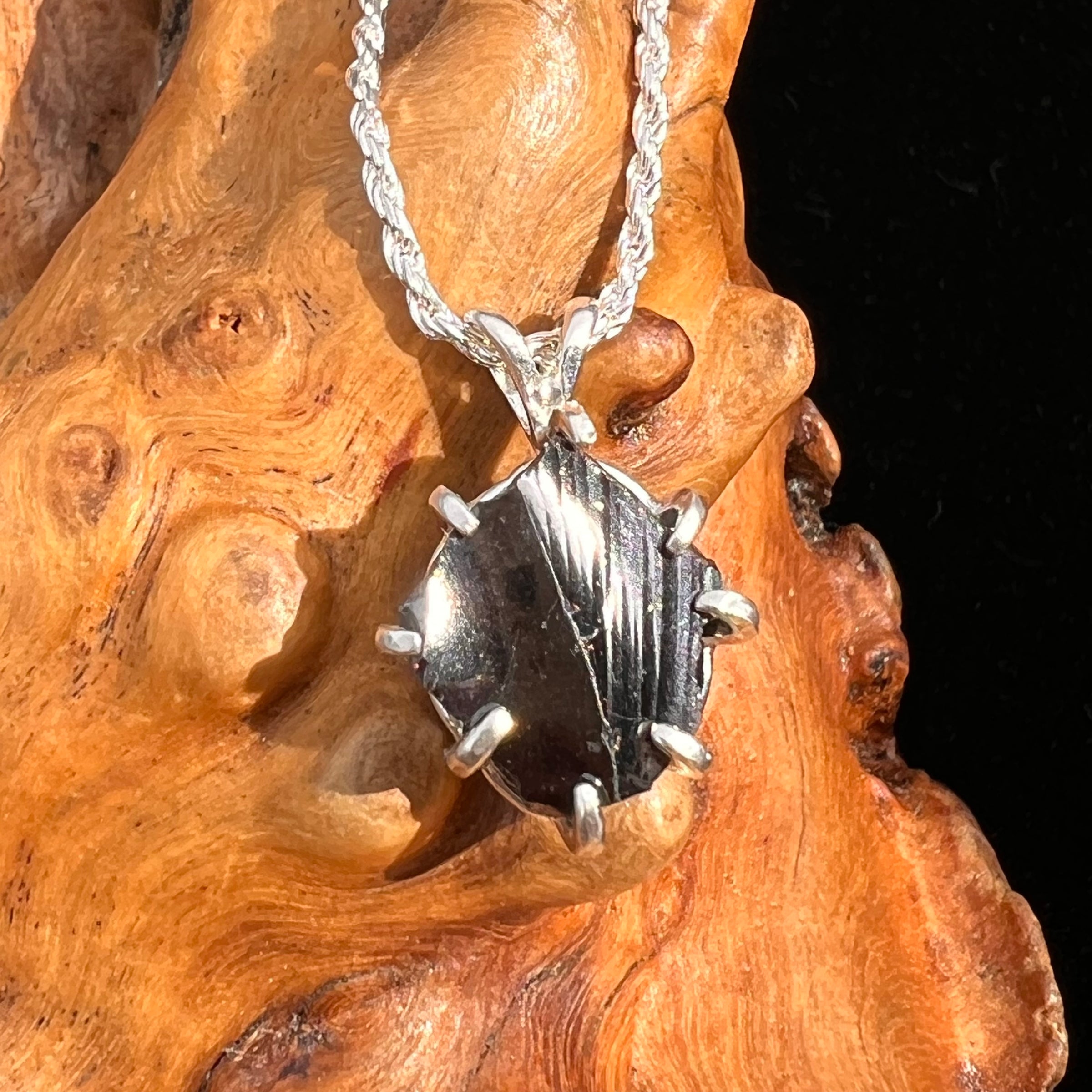 Raw Shungite Pendant Silver Elite Noble #7182-Moldavite Life