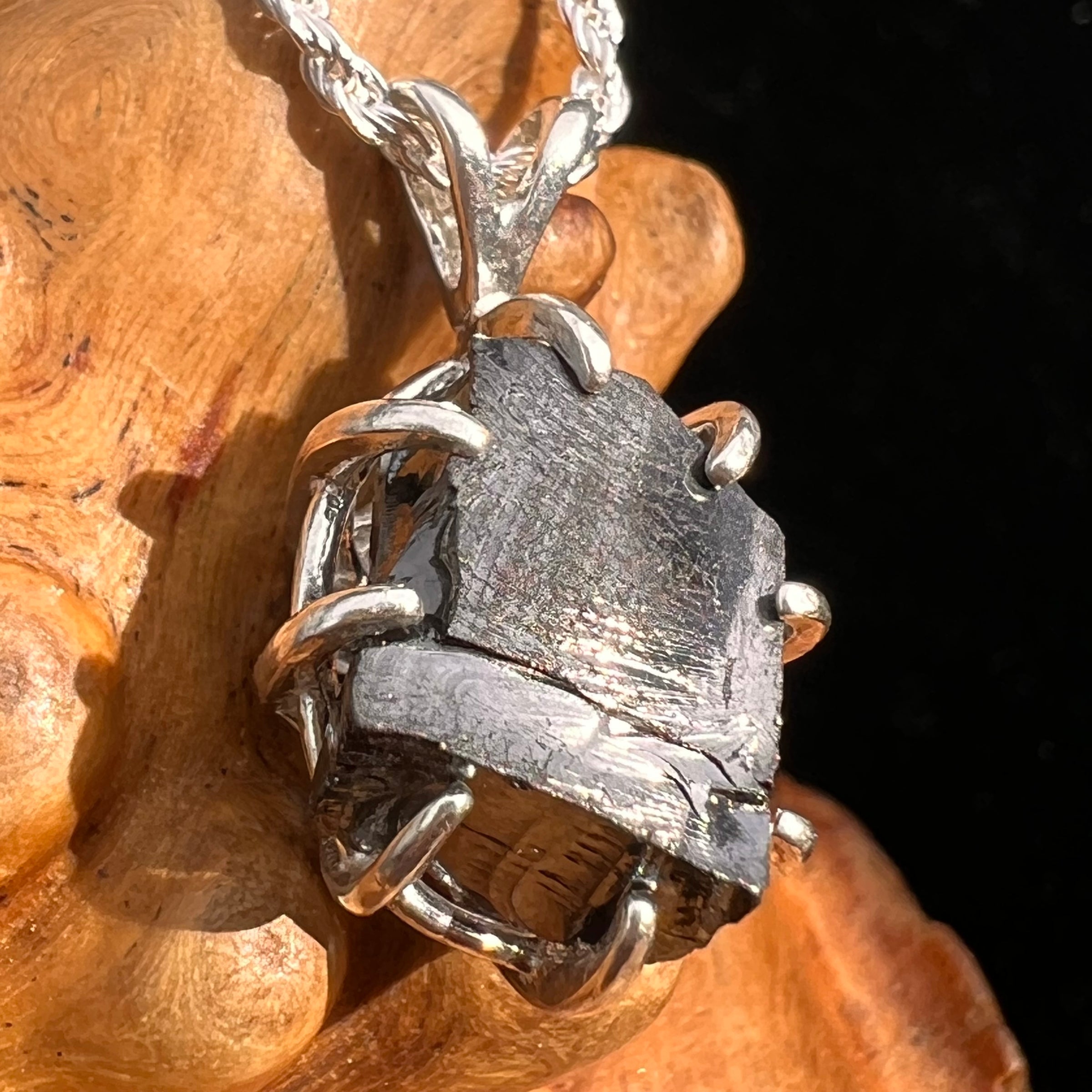 Raw Shungite Pendant Silver Elite Noble #7184-Moldavite Life